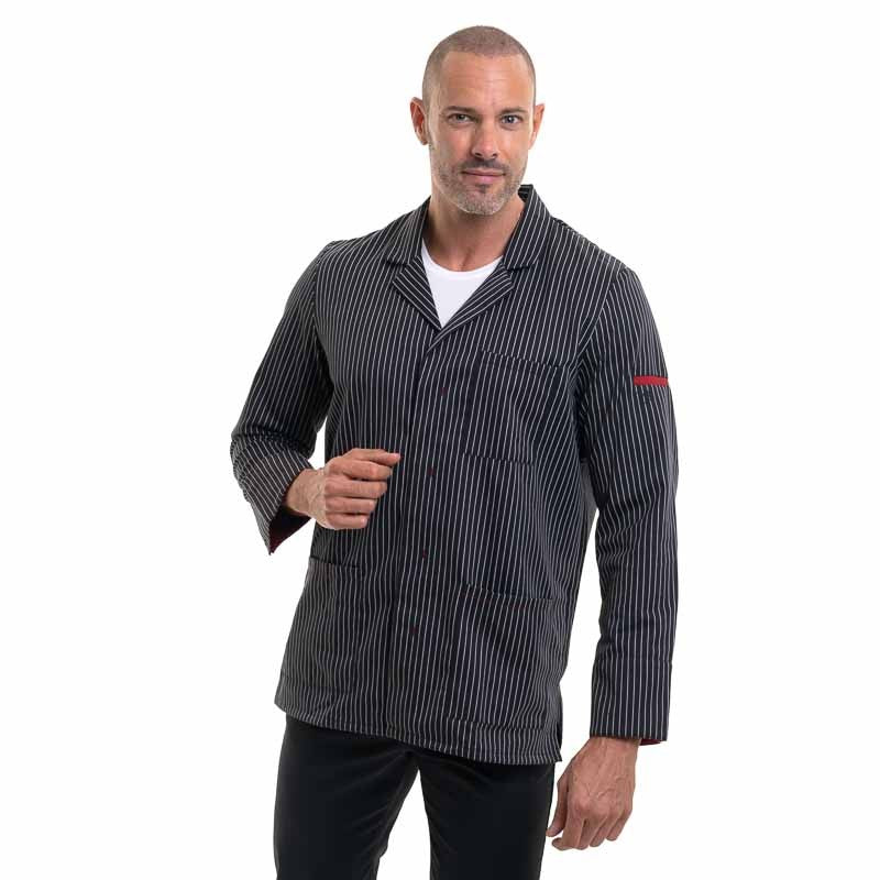 Veste de Cuisine Ardoise Rayé Noir - ROBUR - Image 7