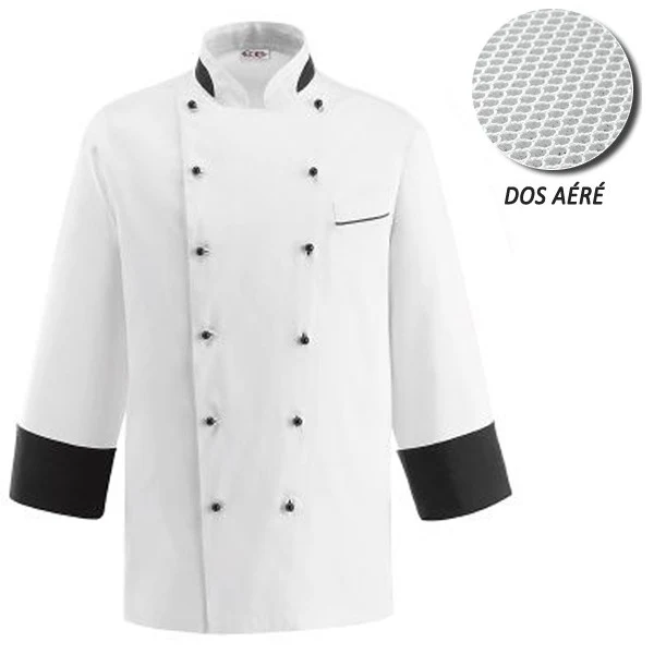 Veste de Cuisine Homme Dos Aéré Nano Blanche - EGOCHEF - Image 6