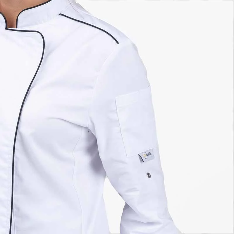 Veste de Cuisine Blanche Femme Orchestra Liseré Noir - MANELLI - Image 5