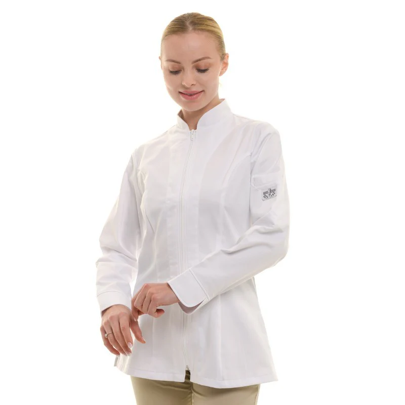 Veste de Cuisine Femme Manches Longues Blanche Lady Monza - CHAUD DEVANT - Image 2