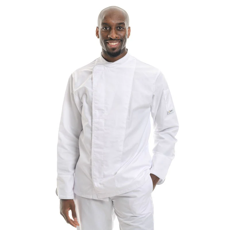 Veste de Cuisine Blanche Liseré Gris MC ou ML - MANELLI - Image 5