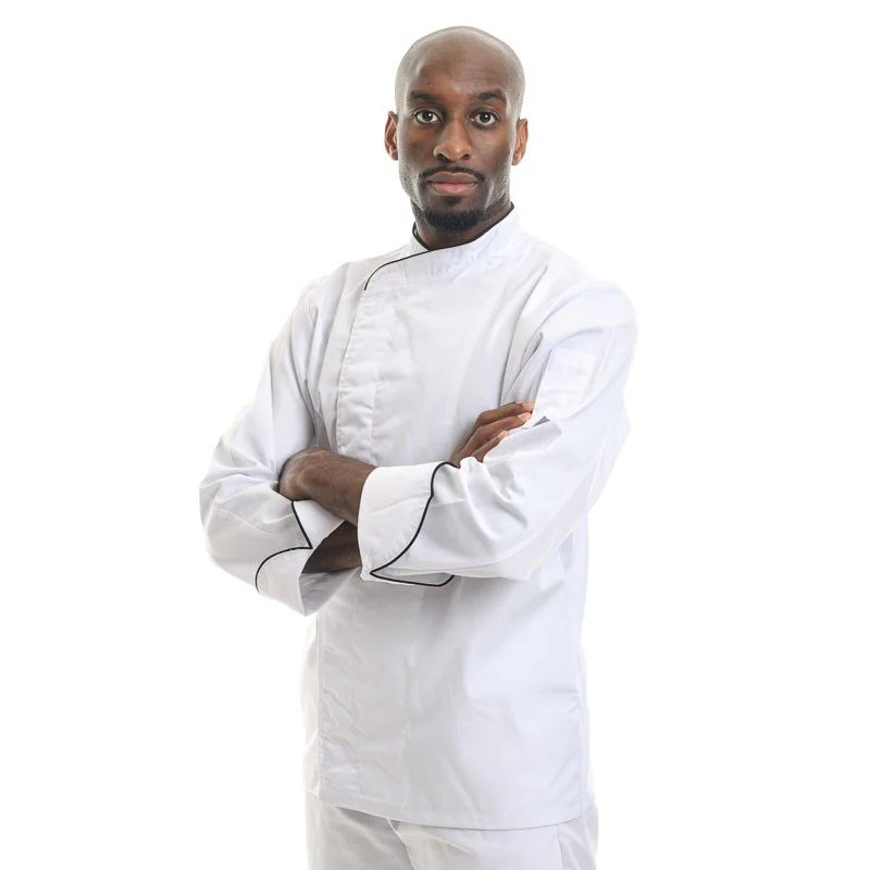 Veste de Cuisine Blanche Liseré Noir ML ou MC - MANELLI - Image 2