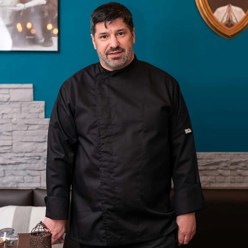 Veste de Cuisine Homme Grande Taille Noir - MANELLI - Image 3