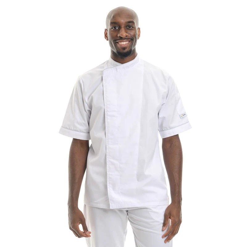 Veste de Cuisine Blanche Respirante Liseré Noir ou Gris - MANELLI - Image 5