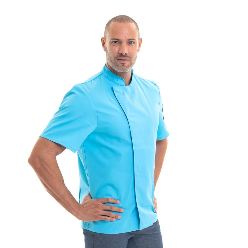 Veste de Cuisine Homme Manches Courtes Bleu - ROBUR - Image 4