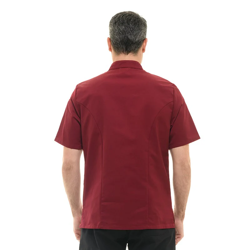 Veste de Cuisine Homme Bordeaux à Manches Courtes Texas - MANELLI - Image 3