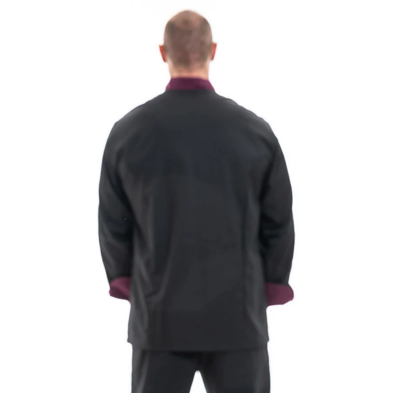 Veste de Cuisine Cintrée Col Aubergine Manches Longues - MANELLI - Image 3