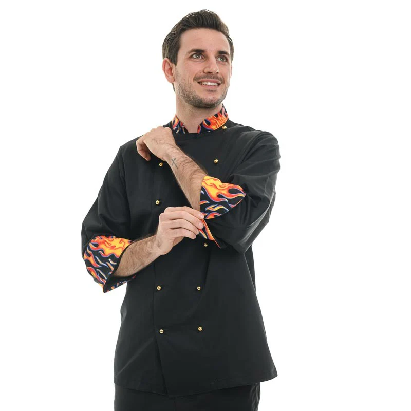 Veste de Cuisine Homme Flammes Devil Maille Respirante - EGOCHEF - Image 2
