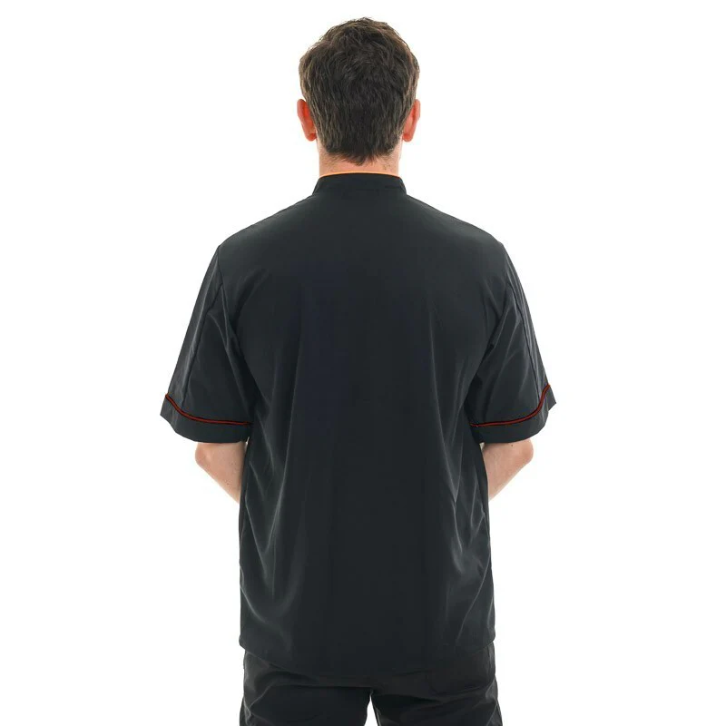 Veste de Cuisine Homme Respirante Liseré Bordeaux MC ou ML - MANELLI - Image 2