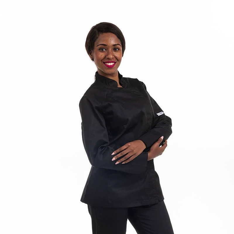 Veste de Cuisine Eco-Responsable Manches Longues Femme Noire - MANELLI - Image 2