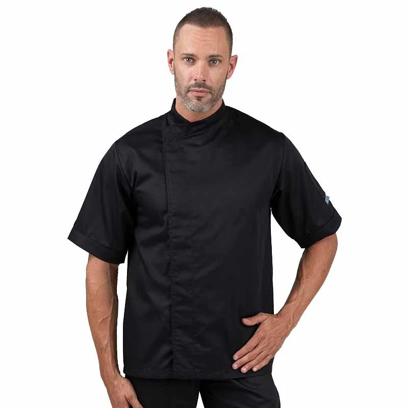 Veste de Cuisine Eco-Responsable Noire Manches Courtes Homme - MANELLI