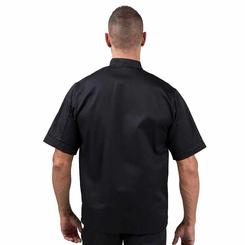 Veste de Cuisine Eco-Responsable Noire Manches Courtes Homme - MANELLI - Image 3