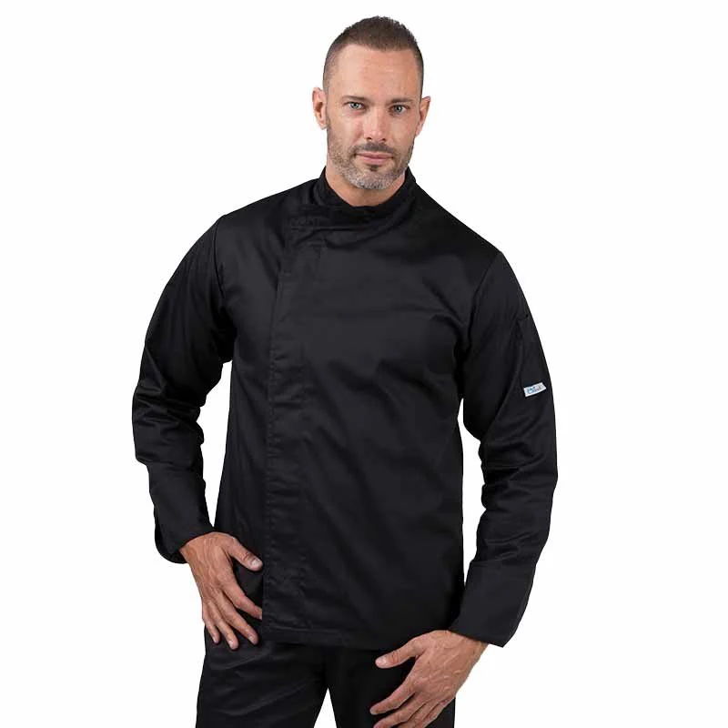 Veste de Cuisine Eco-Responsable Noire Manches Courtes Homme - MANELLI - Image 4