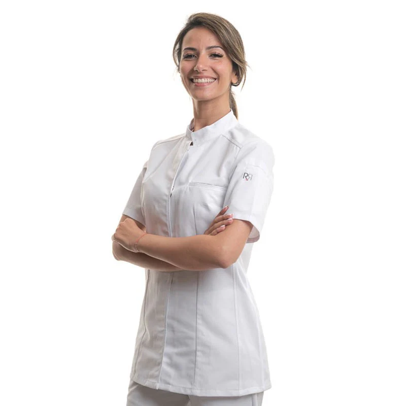 Veste de Cuisine Femme ELBAX Manches Courtes Blanc - ROBUR - Image 3
