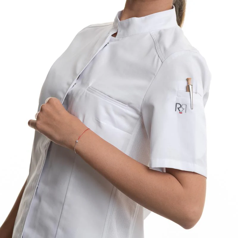 Veste de Cuisine Femme ELBAX Manches Courtes Blanc - ROBUR - Image 7