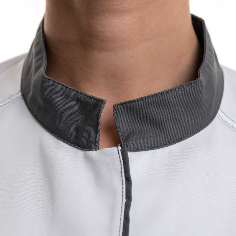 Veste de Cuisine Femme ELBAX Manches Courtes Blanc/Anthracite - ROBUR - Image 5