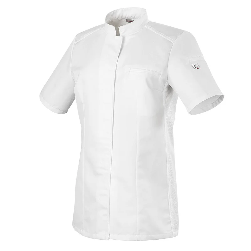 Veste de Cuisine Femme Manches Courtes Blanc Denim ELBAX - ROBUR - Image 2