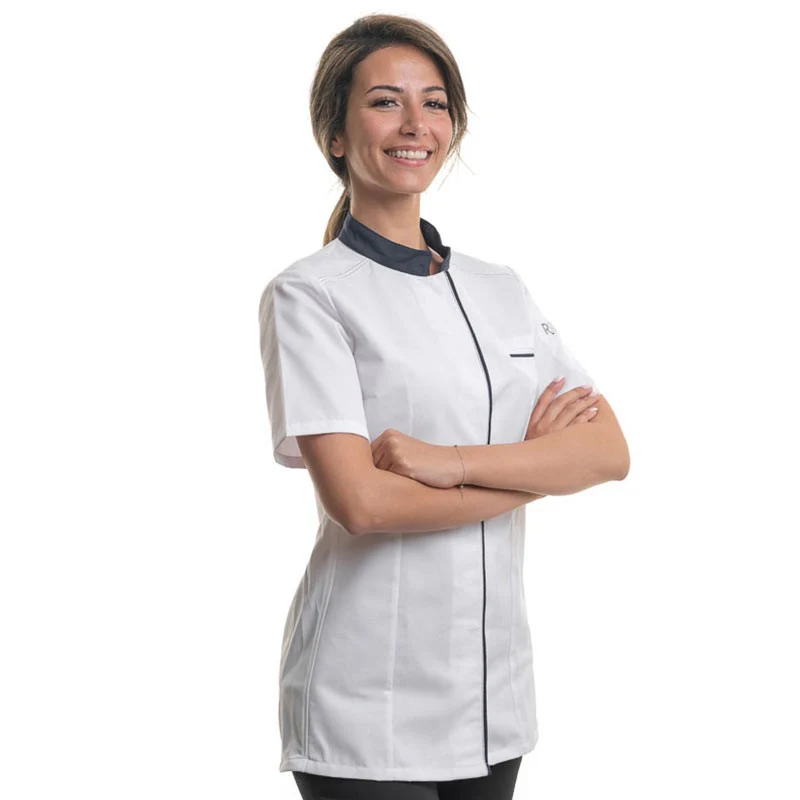 Veste de Cuisine ELBAX Manches Courtes Blanc/Marine - ROBUR - Image 3