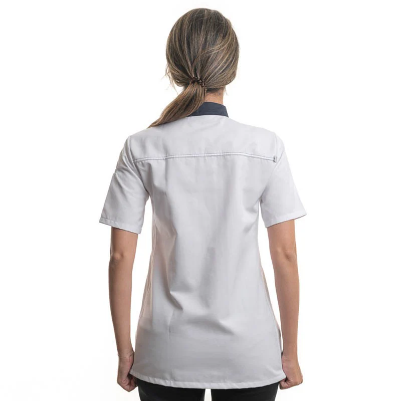 Veste de Cuisine ELBAX Manches Courtes Blanc/Marine - ROBUR - Image 4