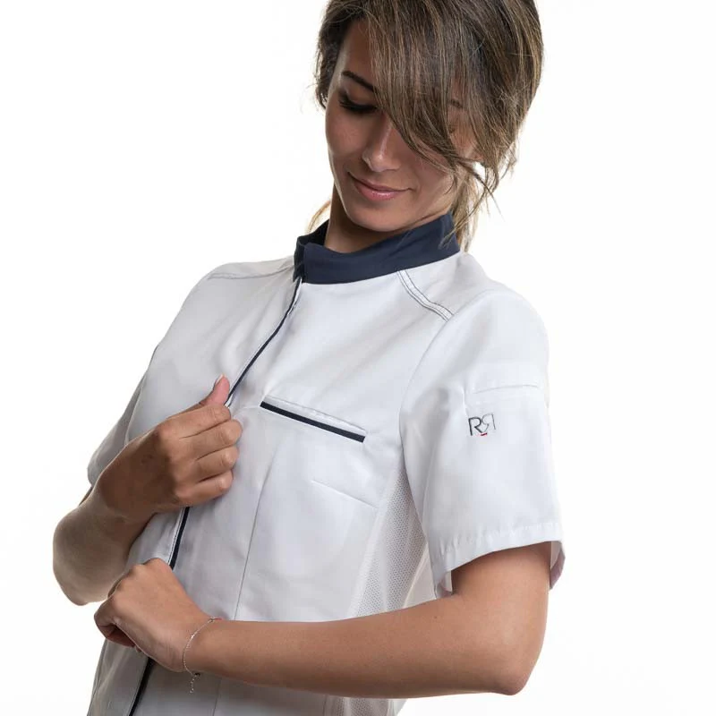 Veste de Cuisine ELBAX Manches Courtes Blanc/Marine - ROBUR - Image 5