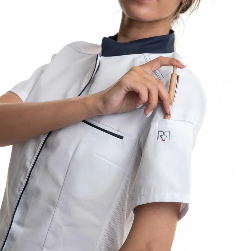Veste de Cuisine ELBAX Manches Courtes Blanc/Marine - ROBUR - Image 6