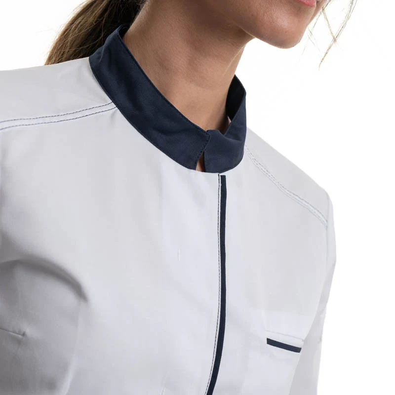 Veste de Cuisine ELBAX Manches Courtes Blanc/Marine - ROBUR - Image 7