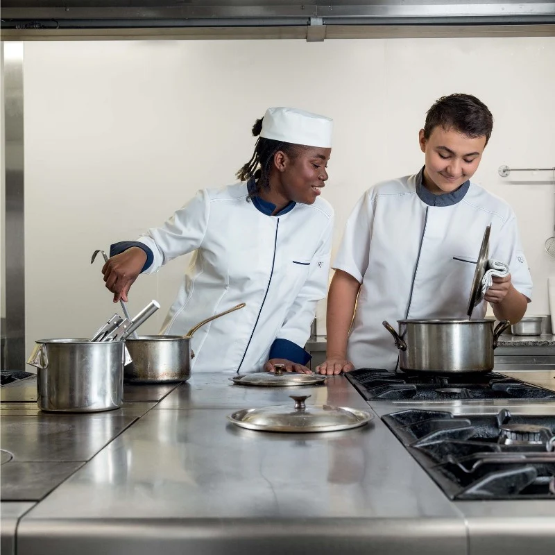 Veste de Cuisine ELBAX Manches Courtes Blanc/Marine - ROBUR - Image 8