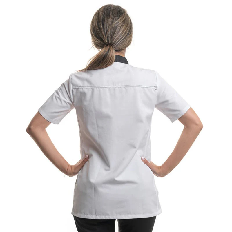 Veste de Cuisine Elbax Manches Courtes Blanc/Noir - ROBUR - Image 3