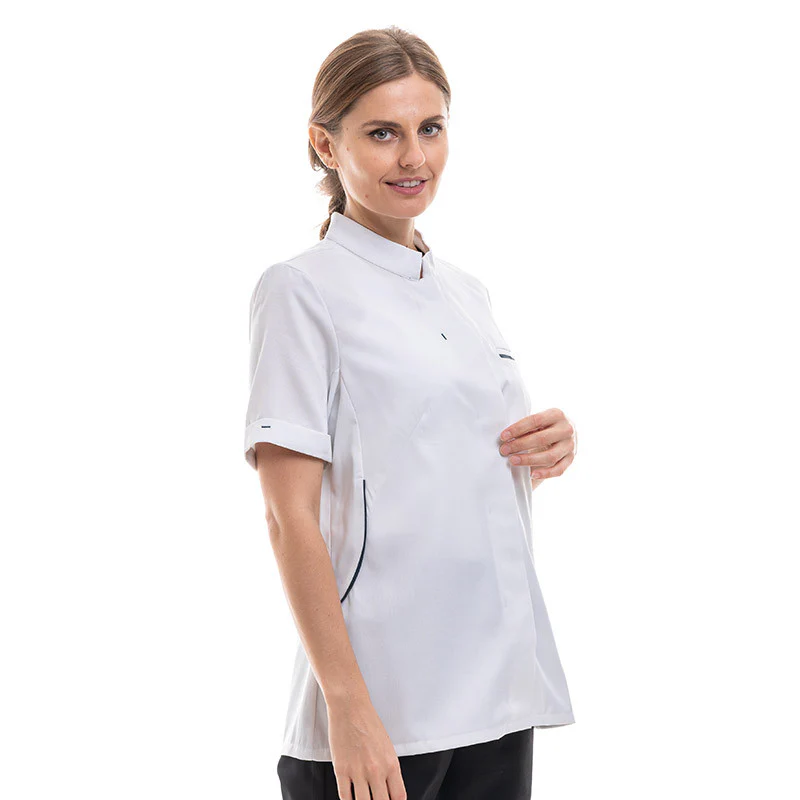 Veste de Cuisine Femme Manches Courtes Blanc Escale - ROBUR - Image 4