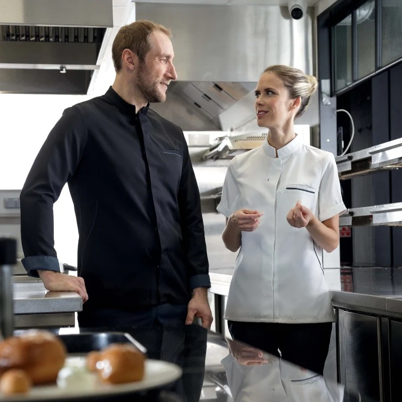 Veste de Cuisine Femme Manches Courtes Blanc Escale - ROBUR - Image 9