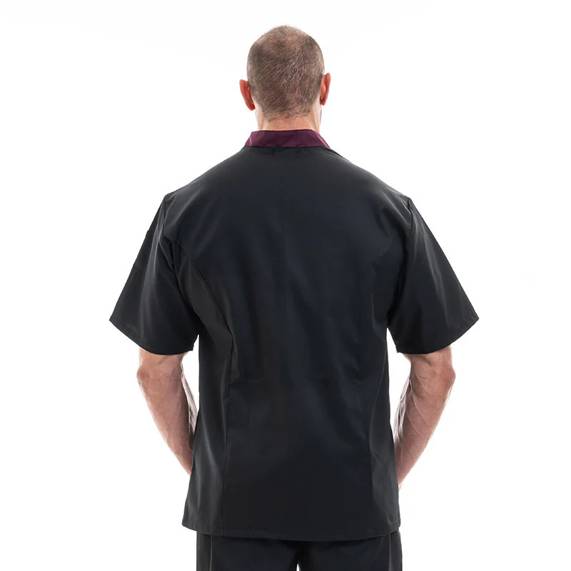 Veste de Cuisine Cintrée Col Aubergine Manches Courtes - MANELLI - Image 3