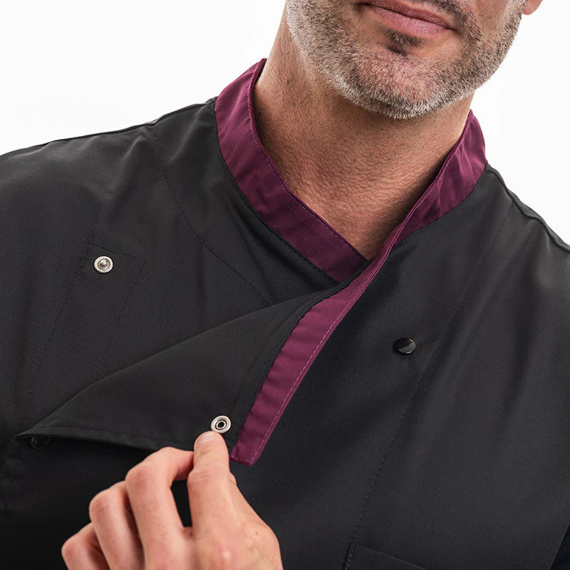 Veste de Cuisine Cintrée Col Aubergine Manches Courtes - MANELLI - Image 4