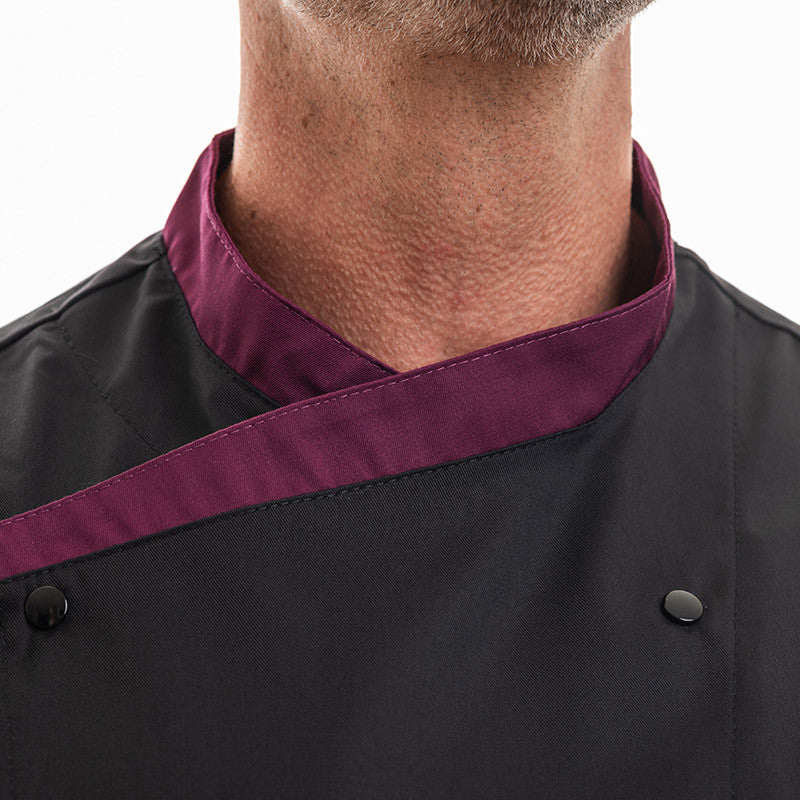 Veste de Cuisine Cintrée Col Aubergine Manches Courtes - MANELLI - Image 6