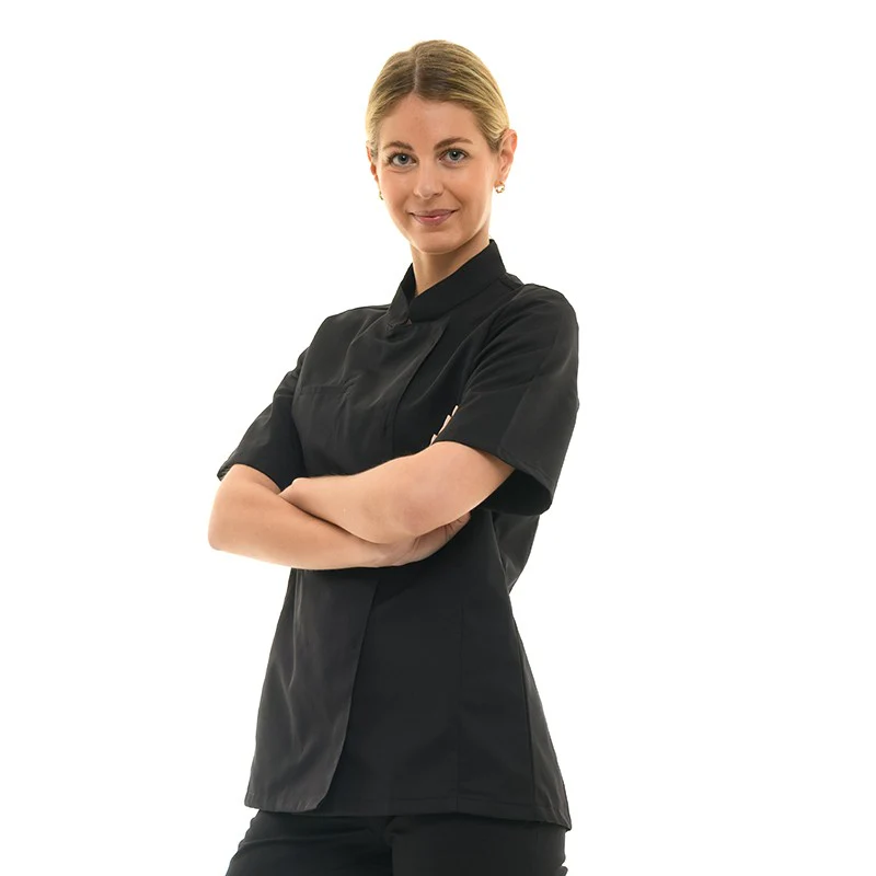 Veste de Cuisine Femme à Manches Courtes Noire Californie - MANELLI - Image 2