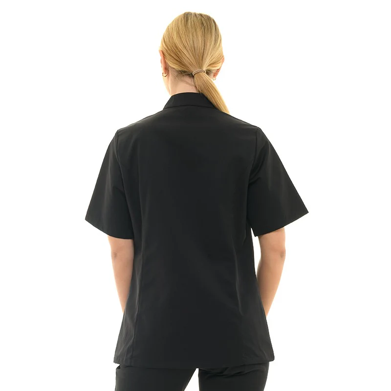 Veste de Cuisine Femme à Manches Courtes Noire Californie - MANELLI - Image 3