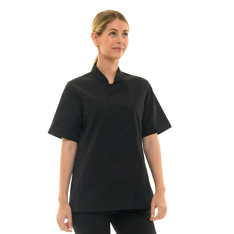 Veste de Cuisine Femme à Manches Courtes Noire Californie - MANELLI - Image 4