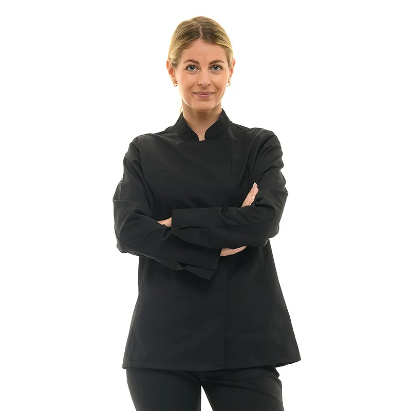 Veste de Cuisine Femme à Manches Longues Noire Californie - MANELLI - Image 3