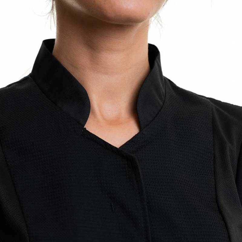 Veste de Cuisine Femme Abella Manches Courtes Noir - ROBUR - Image 4