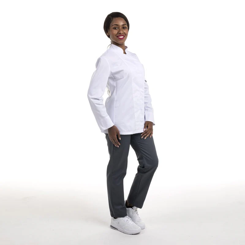 Veste de Cuisine Femme Manches Courtes Blanche - MANELLI - Image 4