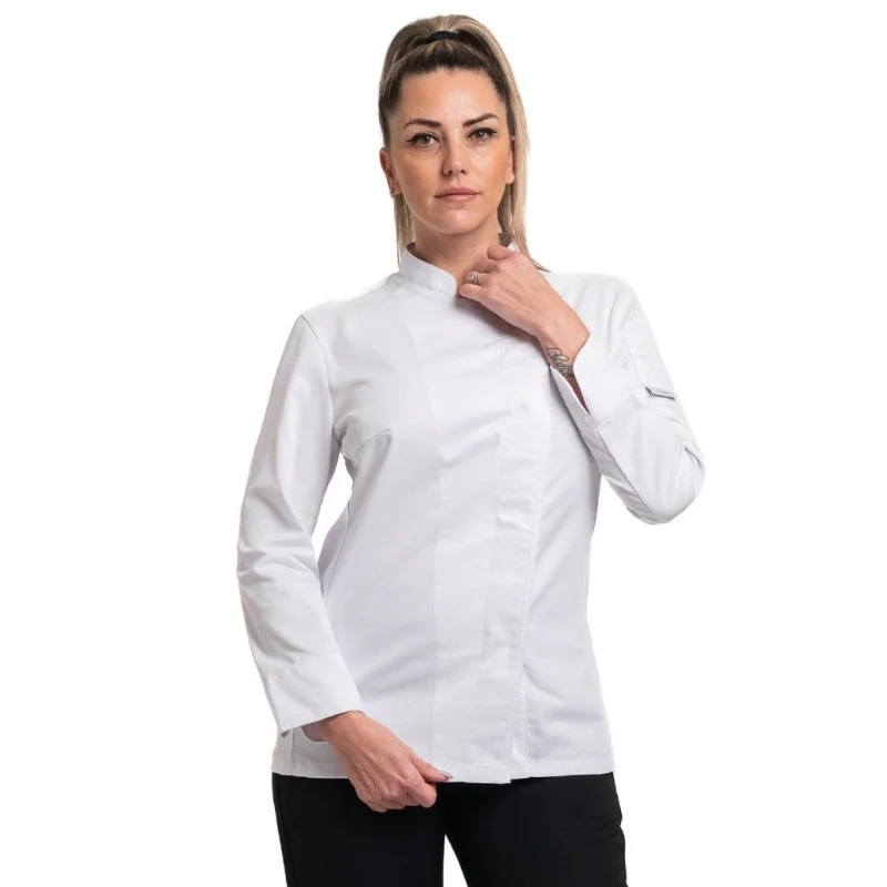 Veste de Cuisine Femme Lady Manches Longues Blanche - MANELLI