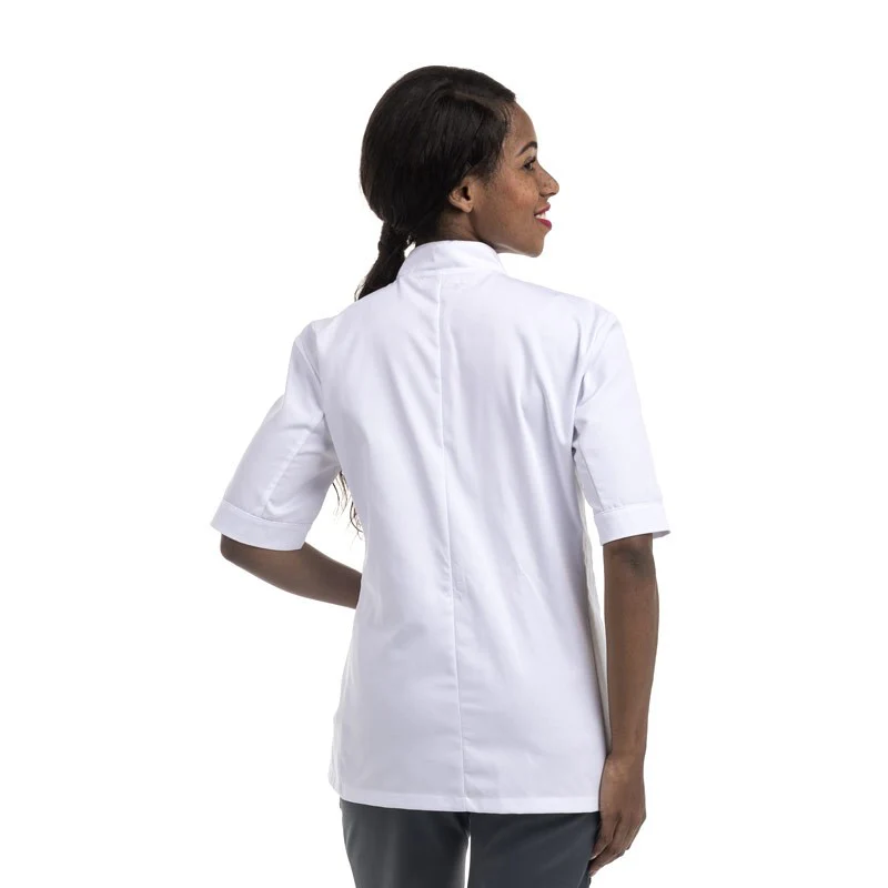 Veste de Cuisine Femme Lady Manches Longues Blanche - MANELLI - Image 3