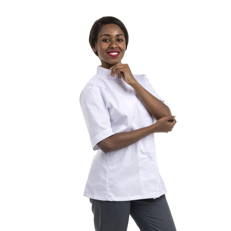 Veste de Cuisine Femme Lady Manches Longues Blanche - MANELLI - Image 5
