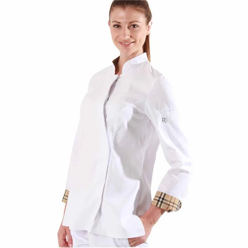 Veste de Cuisine Femme Blanche à Carreaux Usti - ROBUR