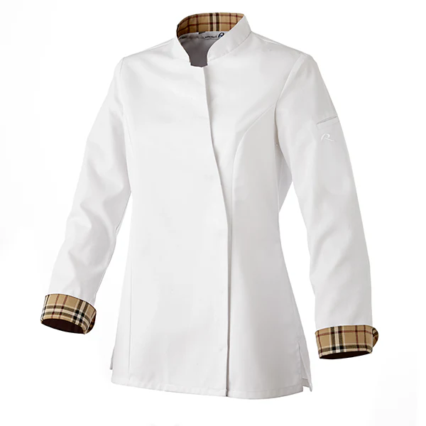 Veste de Cuisine Femme Blanche à Carreaux Usti - ROBUR - Image 4