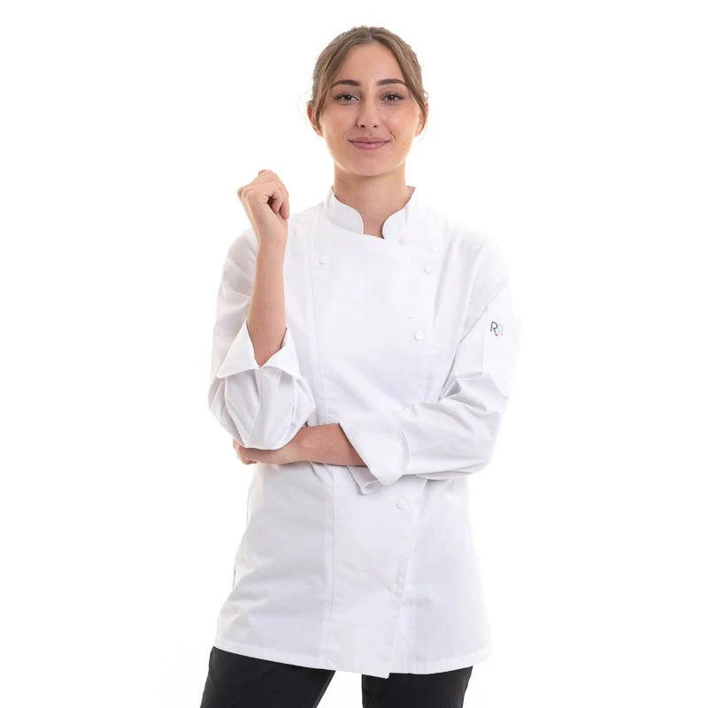 Veste de Cuisine Femme Blanche Fermeture Asymétrique - ROBUR - Image 6