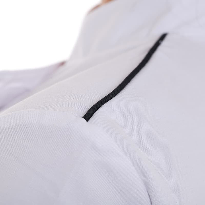 Veste de Cuisine Femme Blanche Liseré Noir Aération Côté Manches Courtes - MANELLI - Image 8