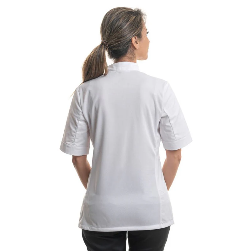 Veste de Cuisine Femme Blanche Manches Courtes Grande Taille - MANELLI - Image 4