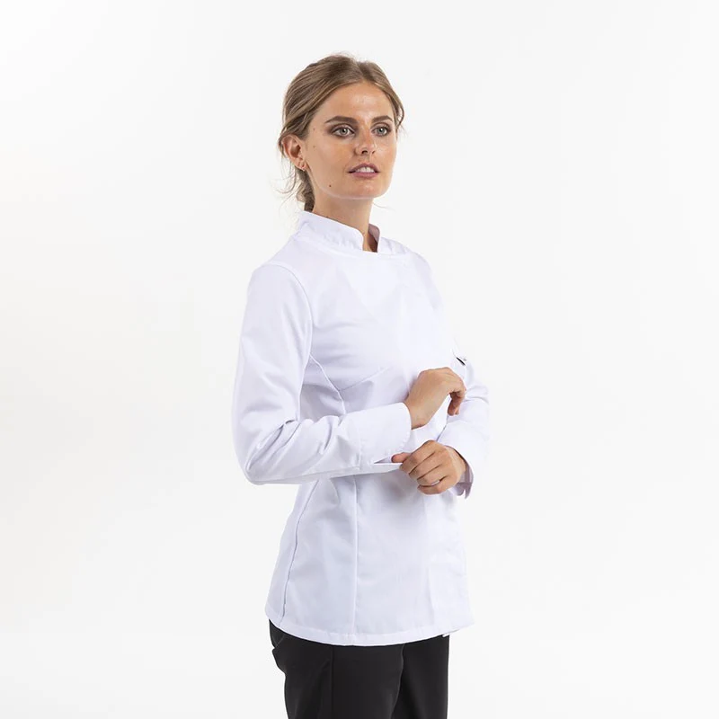 Veste de Cuisine Femme Blanche Manches Courtes Grande Taille - MANELLI - Image 5