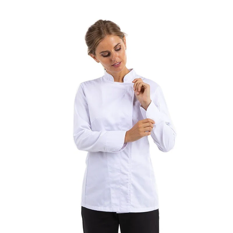 Veste de Cuisine Femme Blanche Manches Courtes Grande Taille - MANELLI - Image 6