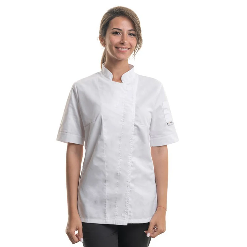 Veste de Cuisine Femme Manches Longues Blanche Grande Taille - MANELLI - Image 4